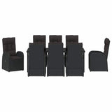 Garden Dining Set with Cushion 9 pcs Black Poly Rattan