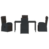 Garden Dining Set with Cushion 5 pcs Black Poly rattan