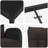 Garden Dining Set with Cushion 7 pcs Black Poly Rattan