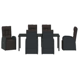 Garden Dining Set with Cushion 7 pcs Black Poly Rattan
