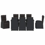 Garden Dining Set with Cushion 9 pcs Black Poly Rattan