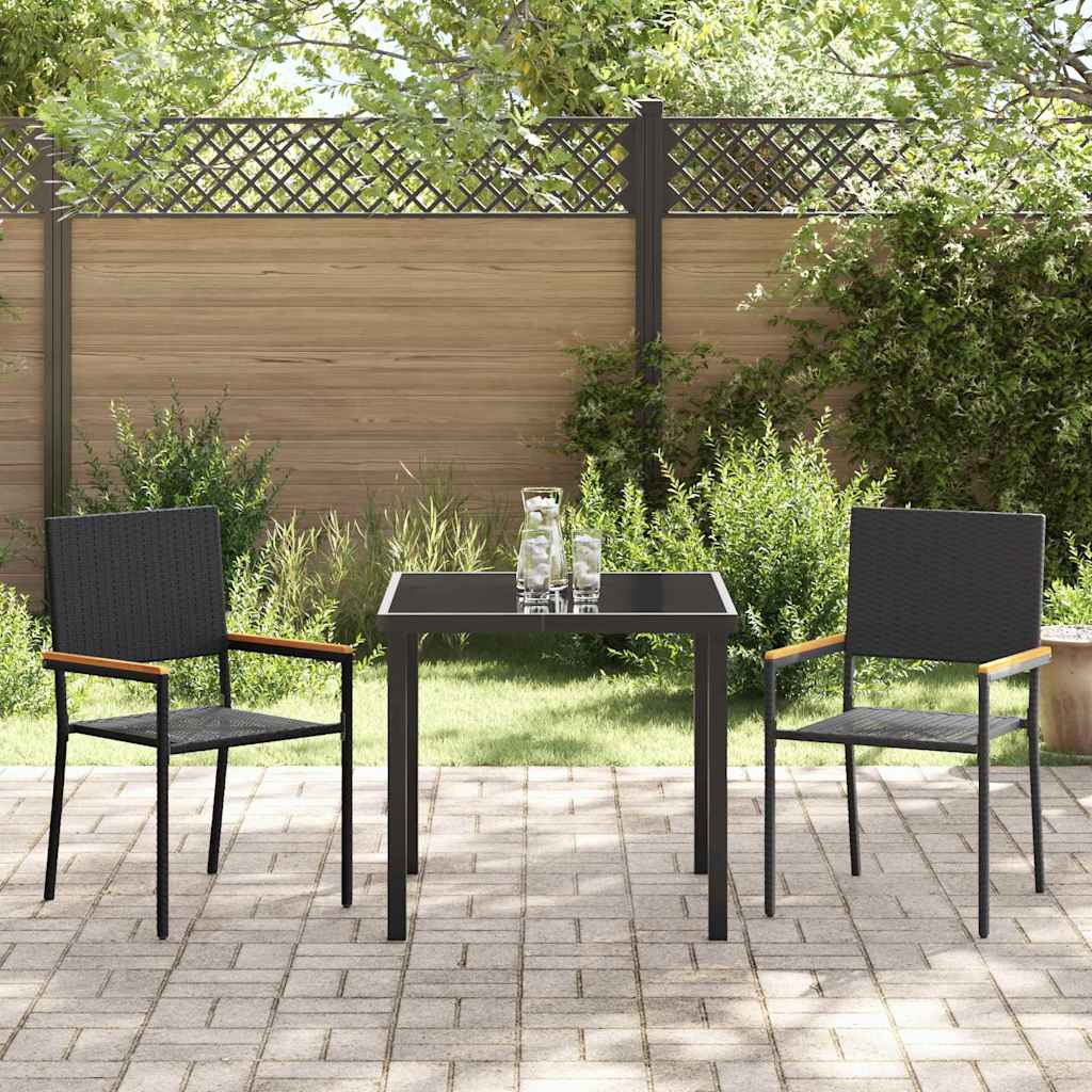 Garden Dining Set 3 pcs Black Poly rattan