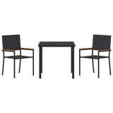Garden Dining Set 3 pcs Black Poly rattan