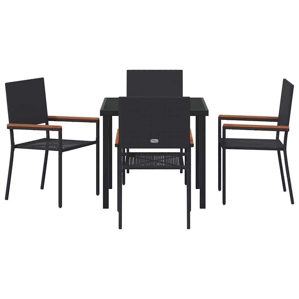 Garden Dining Set 5 pcs Black Poly rattan