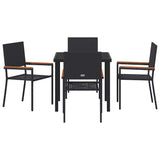 Garden Dining Set 5 pcs Black Poly rattan