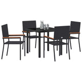 Garden Dining Set 5 pcs Black Poly rattan