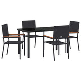 Garden Dining Set 5 pcs Black Poly rattan