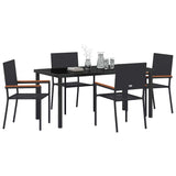 Garden Dining Set 5 pcs Black Poly rattan