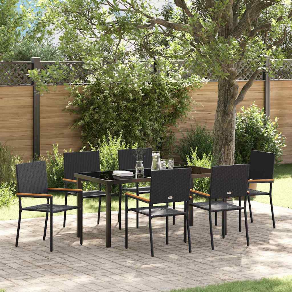 Garden Dining Set 7 pcs Black Poly rattan