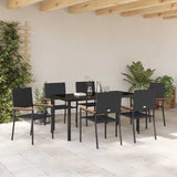 Garden Dining Set 7 pcs Black Poly rattan