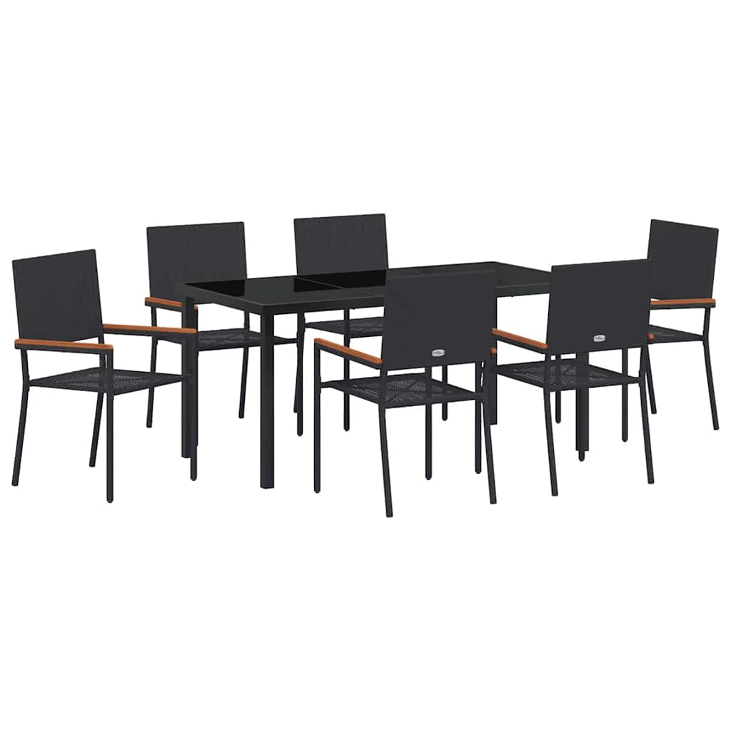Garden Dining Set 7 pcs Black Poly rattan