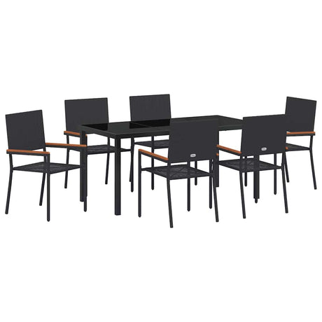 Garden Dining Set 7 pcs Black Poly rattan