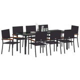 Garden Dining Set with Cushion 9 pcs Black Poly Rattan