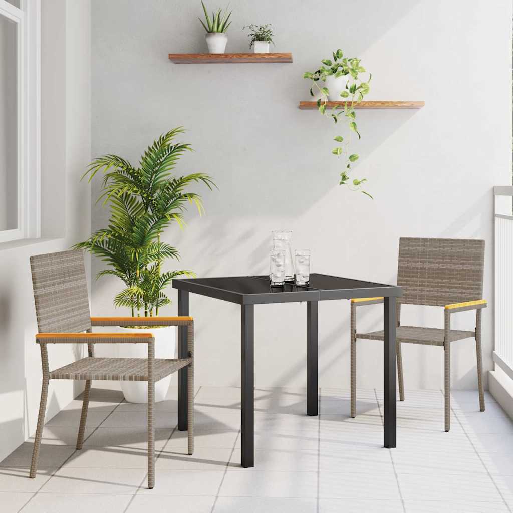 Garden Dining Set 3 pcs Grey Poly rattan
