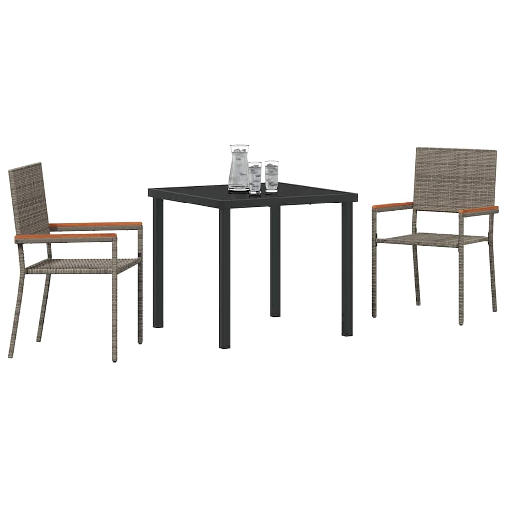 Garden Dining Set 3 pcs Grey Poly rattan