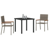 Garden Dining Set 3 pcs Grey Poly rattan