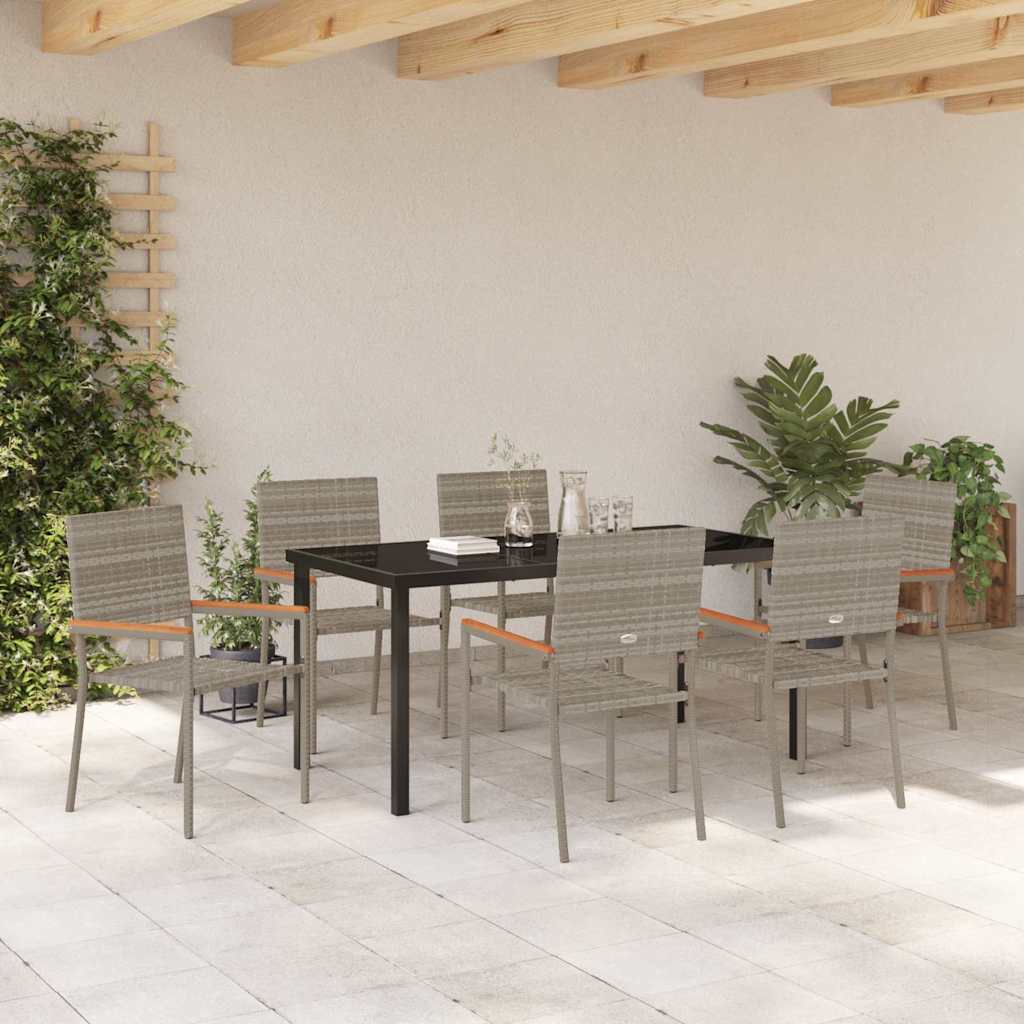 Garden Dining Set 7 pcs Grey Poly rattan