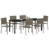 Garden Dining Set with Cushion 7 pcs Grey Poly Rattan