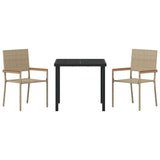 Garden Dining Set 3 pcs Beige Poly rattan