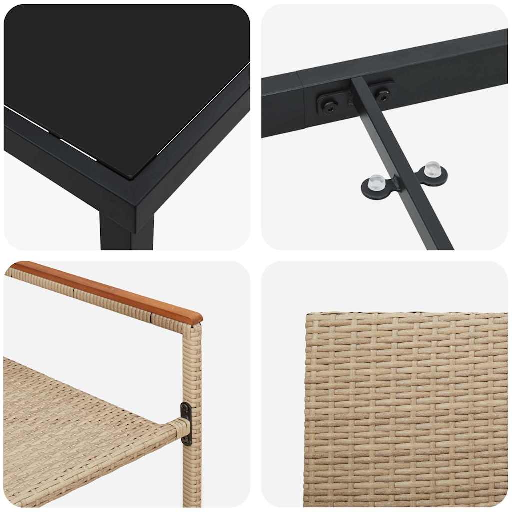 Garden Dining Set with Cushion 7 pcs Beige Poly Rattan