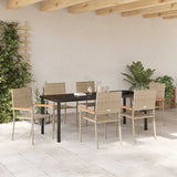 Garden Dining Set with Cushion 7 pcs Beige Poly Rattan