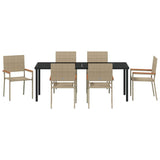 Garden Dining Set with Cushion 7 pcs Beige Poly Rattan