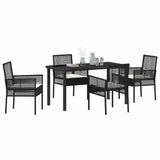 Garden Dining Set with Cushion 5 pcs Black Poly rattan