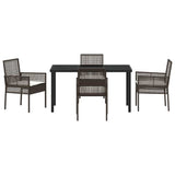 Garden Dining Set with Cushion 5 pcs Brown Poly rattan
