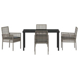 Garden Dining Set with Cushion 5 pcs Grey Poly rattan