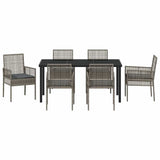 Garden Dining Set with Cushion 7 pcs Grey Poly rattan