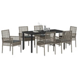 Garden Dining Set with Cushion 7 pcs Grey Poly rattan