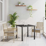 Garden Dining Set with Cushion 3 pcs Beige Poly rattan