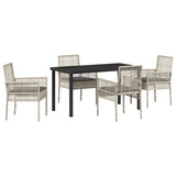 Garden Dining Set with Cushion 5 pcs Light Grey Poly rattan