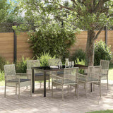 Garden Dining Set with Cushion 7 pcs Light Grey Poly rattan