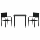 Garden Dining Set 3 pcs Black Poly rattan