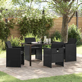 Garden Dining Set with Cushion Folding 5 pcs Black Poly rattan