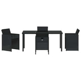 Garden Dining Set with Cushion Folding 5 pcs Black Poly rattan