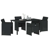 Garden Dining Set with Cushion Folding 5 pcs Black Poly rattan