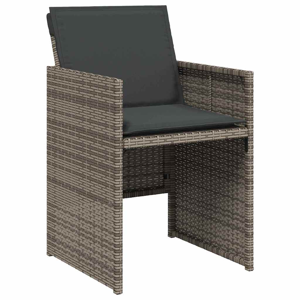 Garden Dining Set with Cushion Folding 5 pcs Grey Poly rattan