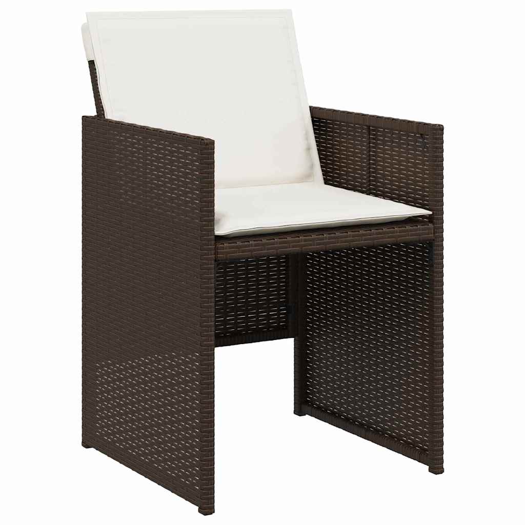 Garden Dining Set with Cushion Folding 5 pcs Brown Poly rattan