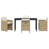 Garden Dining Set with Cushion Folding 5 pcs Beige Poly rattan