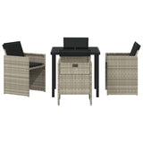 Garden Dining Set with Cushion 5 pcs Light grey Poly rattan