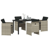 Garden Dining Set with Cushion 5 pcs Light grey Poly rattan