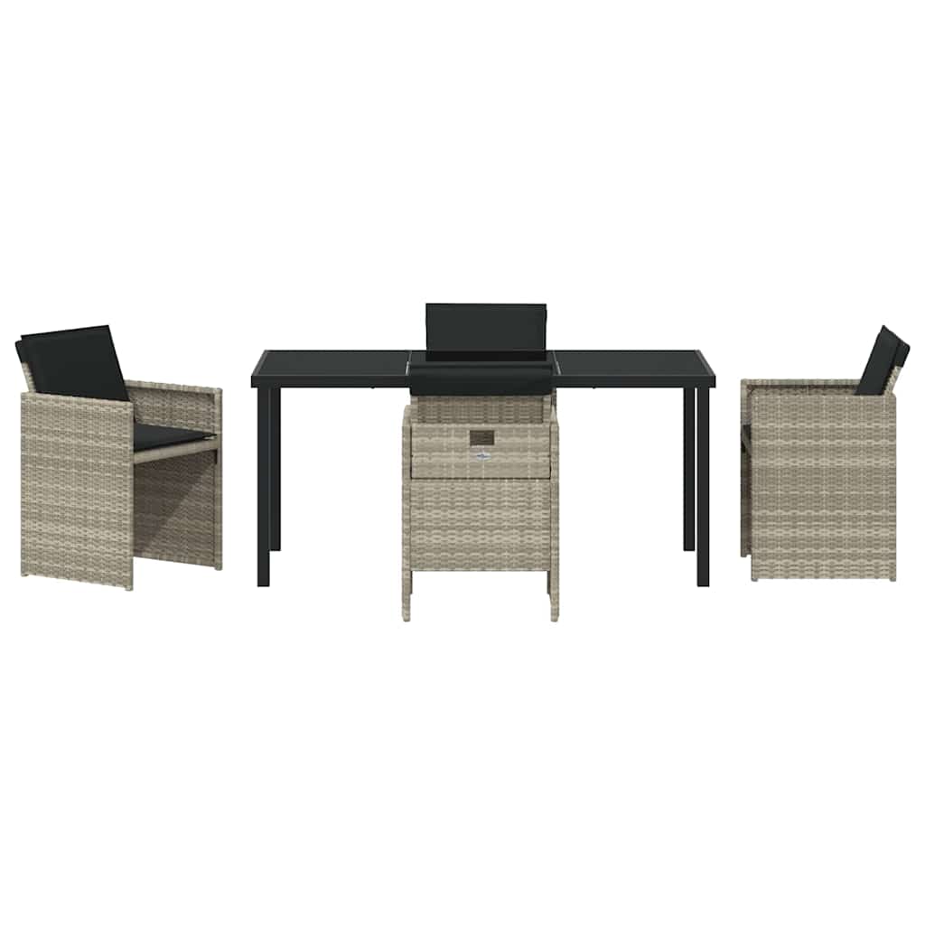 Garden Dining Set with Cushion 5 pcs Light grey Poly rattan