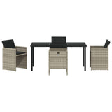 Garden Dining Set with Cushion 5 pcs Light grey Poly rattan
