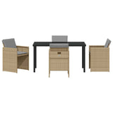 Garden Dining Set with Cushion Folding 5 pcs Beige Poly rattan