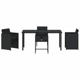 Garden Dining Set with Cushion Folding 5 pcs Black Poly rattan