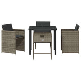 Garden Dining Set with Cushion Folding 5 pcs Grey Poly rattan