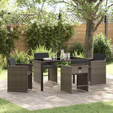 Garden Dining Set with Cushion Folding 5 pcs Grey Poly rattan