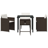 Garden Dining Set with Cushion Folding 5 pcs Brown Poly rattan